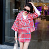 Ins Two-piece Women's Runway Winter Tweed Woolen Suit Plaid Office Slim Wool Coat With Skirt 2-piece Suit NS348