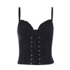 InsGoth Sexy Bandage Camis Women Gothic Black Spaghetti Strap Backless Bodycon Crop Tank Tops Female Vintage Camisoles Summer