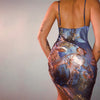 InsGoth Summer Backless Sexy Spaghetti Straps Bodycon Women Mini Dress Vintage Print Stretch Bandage Female Dresses Streetwear