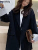 Insozkdg Blazers Women Trendy Patchwork Korean Chic Spring Loose Pockets Ladies Elegant Single Button Oversized  Jacket Women