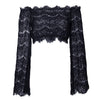 Black Flare Sleeve Lace Blouse Crop Top Women Sexy Elastic Slash Neck See Through Shirts Summer Autumn Holiday Outfit