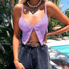 InstaHot Single Button Ruched Camis Sexy Splice White Summer Camisole Ladies Casual 2022 Fashion Cropped Top Lace Women Camis