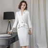 Interview suits female ladies elegant white blazer skirt suit female women 2023 office uniform designs business suit AA4231