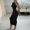 Inwoman Ribbed Knitted Summer Black White Maxi Dress Women 2022 Sexy Party Bodycon Long Dress Sundress Ladies Brown Wrap Dresses