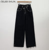 Irregular Baggy Jeans Women Streetwear Korean Chic Black Denim Straight Pants Woman Loose Y2k Jeans for Women Mom Bottom