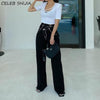 Irregular Baggy Jeans Women Streetwear Korean Chic Black Denim Straight Pants Woman Loose Y2k Jeans for Women Mom Bottom