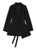 Irregular Bandage Spliced Blazer Women  Lapel Long Sleeve Loose Fit Jacket Tide Spring Autumn  Woman Jacket