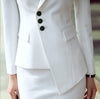 Irregular Blazer with Skirt/Pant Office Uniform Designs Women Elegant Skirt Suit Black White Ladies 2 Piece Business Work Outfit