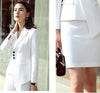 Irregular Blazer with Skirt/Pant Office Uniform Designs Women Elegant Skirt Suit Black White Ladies 2 Piece Business Work Outfit