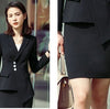 Irregular Blazer with Skirt/Pant Office Uniform Designs Women Elegant Skirt Suit Black White Ladies 2 Piece Business Work Outfit