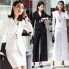 Irregular Blazer with Skirt/Pant Office Uniform Designs Women Elegant Skirt Suit Black White Ladies 2 Piece Business Work Outfit