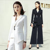 Irregular Blazer with Skirt/Pant Office Uniform Designs Women Elegant Skirt Suit Black White Ladies 2 Piece Business Work Outfit
