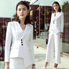 Irregular Blazer with Skirt/Pant Office Uniform Designs Women Elegant Skirt Suit Black White Ladies 2 Piece Business Work Outfit
