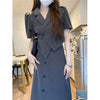 Irregular Design Short Sleeve Blazer Skirt Suit Ladies Small Women Summer 2023 One Button Slim Fit Slim Suit Jacket Korean
