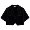 Irregular Design Short Sleeve Blazers Women White Korean Style Chic All-match Temperament Summer Streetwear Crop Tops