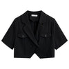 Irregular Design Short Sleeve Blazers Women White Korean Style Chic All-match Temperament Summer Streetwear Crop Tops
