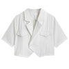 Irregular Design Short Sleeve Blazers Women White Korean Style Chic All-match Temperament Summer Streetwear Crop Tops