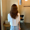 Irregular Design Short Sleeve Blazers Women White Korean Style Chic All-match Temperament Summer Streetwear Crop Tops
