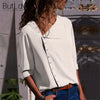 Irregular Skew Collar Button Blouse Shirt Women Casual Woven Chiffon Ladies Long Sleeve Womens Tops and Blouses Female Shirts