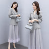 Irregular Women Suits With Skirts Two Piece Skirt Suit Ensemble Femme Survetement Sashes Pleated Conbinaison Femme Clothes