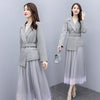 Irregular Women Suits With Skirts Two Piece Skirt Suit Ensemble Femme Survetement Sashes Pleated Conbinaison Femme Clothes