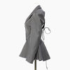 J GIRLS 2023 Autumn Long Sleeve Notched Collar Single Breasted Buttons Ruffles Backless Slim Grey Blazer Women Coat GF814