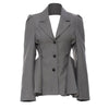 J GIRLS 2023 Autumn Long Sleeve Notched Collar Single Breasted Buttons Ruffles Backless Slim Grey Blazer Women Coat GF814