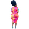 J21s6058 spot European and American large women's tie dye printing  short sleeve half skirt two sets