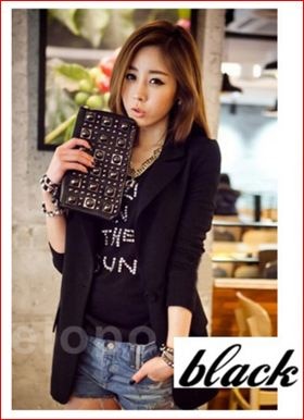J43431 Full Sleeve Short Design Solid Color Single Button Notched Casual Blazer Chiffon Blazers and Jackets