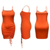 J6049 large women's multi color sling single side pleated dress women's wear
