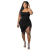 J6049 large women's multi color sling single side pleated dress women's wear