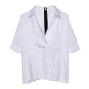 White Blouse Women Shirt Batwing Sleeves Turn Dowm Collar Half Sleeves Office Lady Tee Shirt Womens Tops and Blouses