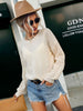 JIM & NORA Autumn Sweater Women Long Sleeve Soild Colour Hollow Out Pullover Round Neck Casual Female Breathable Tops