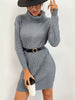 JIM & NORA Autumn Knit Sweater Dress Women Long Sleeve Turtleneck Soild Colour Mini Dresses Loose Warm Vestidos Casual