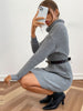 JIM & NORA Autumn Knit Sweater Dress Women Long Sleeve Turtleneck Soild Colour Mini Dresses Loose Warm Vestidos Casual