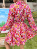 JIM & NORA Autumn Spring Vestidos Women Long Sleeve Floral Print Mini Dress Casual Holiday Outdoor Tunic Dresses Hot