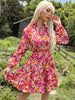 JIM & NORA Autumn Spring Vestidos Women Long Sleeve Floral Print Mini Dress Casual Holiday Outdoor Tunic Dresses Hot