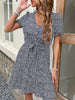 JIM & NORA Casual Vestidos Puff Sleeve V Neck Buttons Sexy Summer Mini Dress Floral Printed Tunic Dresses For Women Fashion