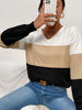 JIM & NORA Casual Loose Sweater Women Long Sleeve V Neck Patchwork Stitching Colour Knit Pullover Daily Tops 2023 Autumn