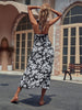 JIM & NORA Casual Vestidos Halter Sleeveless Backless Sexy Folds Tunic Dresses Women Floral Black Midi Dress 2023 Summer Fashion