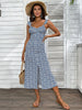 JIM & NORA Casual Vestidos Sleeveless Backless V Neck Split Midi Dress Sexy Floral Print Dresses Summer Beach Sundress