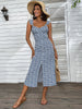JIM & NORA Casual Vestidos Sleeveless Backless V Neck Split Midi Dress Sexy Floral Print Dresses Summer Beach Sundress