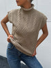 JIM & NORA Casual Women Sleeveless Turtleneck Soild Colour Loose Sweater Vest Warm Pullover Tops