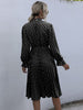 JIM & NORA Elegant Ladies Vestidos Women Dot Print Casaul Pleated Dress Long Sleeve Tunic Midi Dresses Autumn Spring Hot
