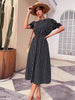 JIM & NORA Elegant Summer Beach Sundress Midi Dress Women Boho Chiffon Polka Dot Casual Mid-length Temperament Retro Dresses