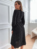JIM & NORA Elegant Women Long Sleeve V Neck Dot Printed Buttons Midi Dress 2023 Autumn Dresses Casual Holiday