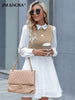 JIM & NORA Ladies Long Sleeve Polo Shirt Mini Dress Elegant Patchwork Vestidos Women Casual Autumn Outdoor Dresses