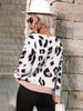 JIM & NORA Leopard Print Tops Women Casual V Neck Long Sleeve Loose Sweater Female Autumn Spring Outdoor Pullover Hot