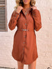 JIM & NORA Women Long Sleeve Soild Colour Mini Dress Autumn Office Polo Collar Shirt Dresses Buttons Loose Vestidos New