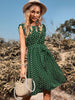 JIM & NORA Women Summer Floral Print High Waisted Casual Pleated Dress A-line Midi Elegant Holiday Beach Sundress